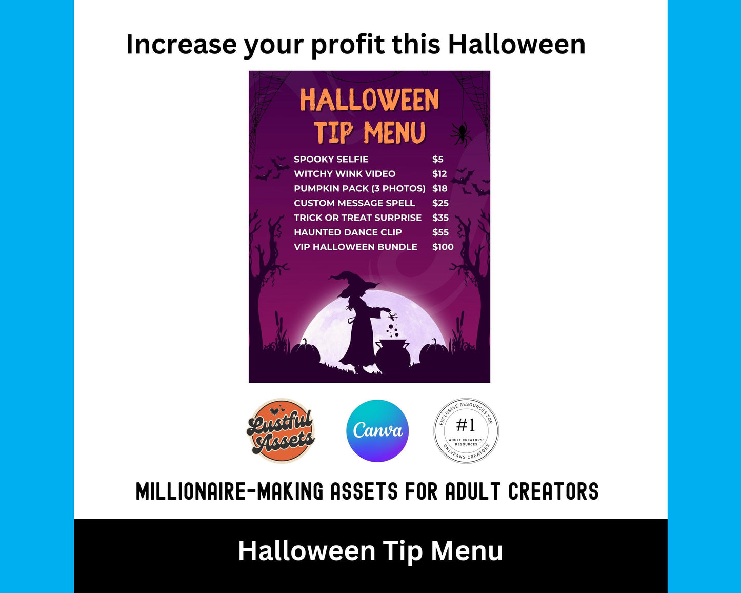 OnlyFans Halloween Tip Menu| Editable Canva Template | Spooky Digital Tipping Guide for Content Creators camgirls| OF, Fansly | Custom menu