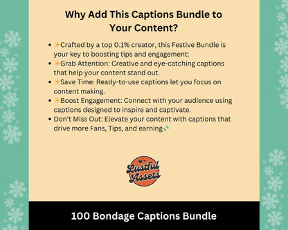ONLYFANS Bondage Captions Bundle | Perfect for BDSM Posts, Only Fans PPV & Mass Messages ideas, Prompt Scripts, camgirls, Fansly Snap