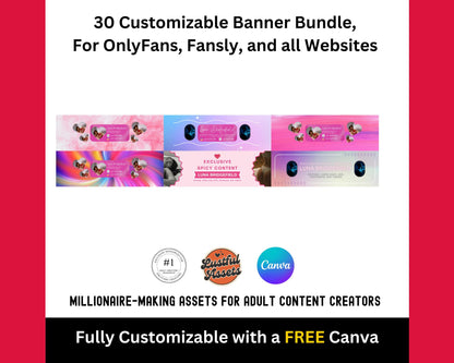 ONLYFANS Banner Templates Bundle | Editable Canva Banner for Only Fans, for Digital Camgirl & Fansly OF, Snapchat all websites Promo Graphic