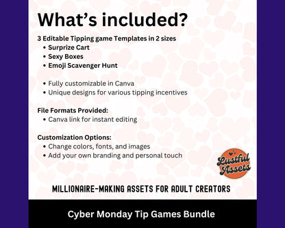 ONLYFANS Cyber Monday Tipping game Bundle| Tip Game Onlyfans Idea  Canva Templates, OF, Fansly Snapchat, camgirls, creators Black Friday