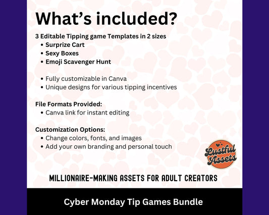 ONLYFANS Cyber Monday Tipping game Bundle| Tip Game Onlyfans Idea  Canva Templates, OF, Fansly Snapchat, camgirls, creators Black Friday