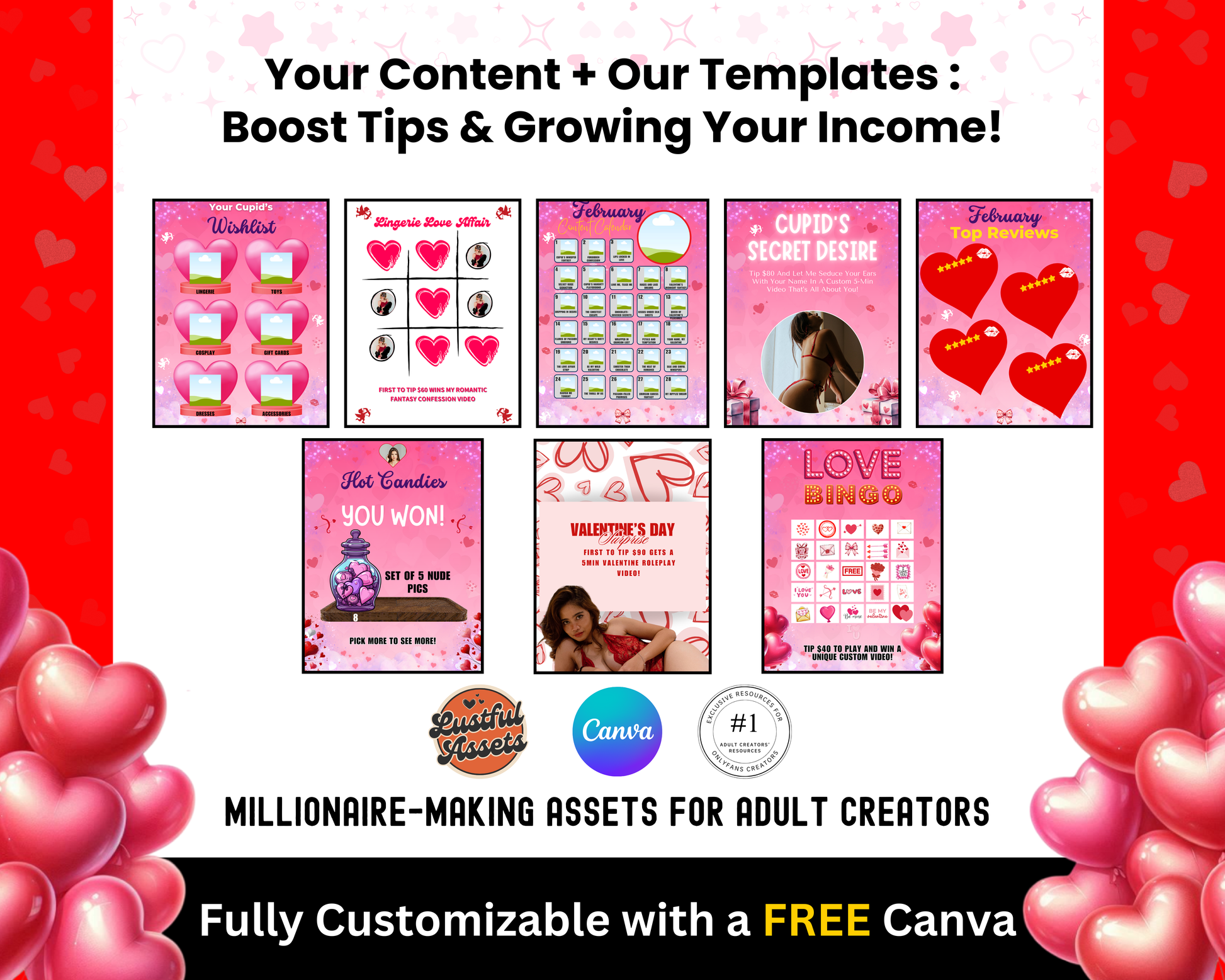 OnlyFans Valentine's Templates | Earn More Now | OnlyFans Valentine's - Lustful Assets