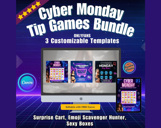 ONLYFANS Cyber Monday Tipping game Bundle| Tip Game Onlyfans Idea  Canva Templates, OF, Fansly Snapchat, camgirls, creators Black Friday
