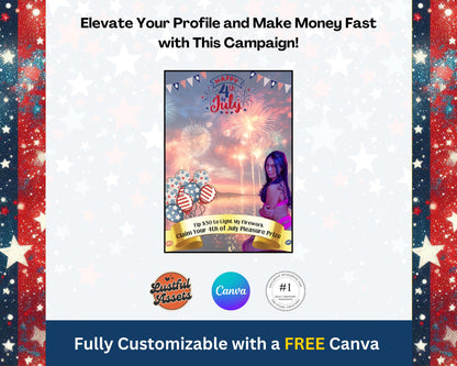 ONLYFANS 4th of July Animated Tip Campaign| Onlyfans Tip Game Ideas, independence day Theme Canva for Creators camgirls,Fansly Snap Template