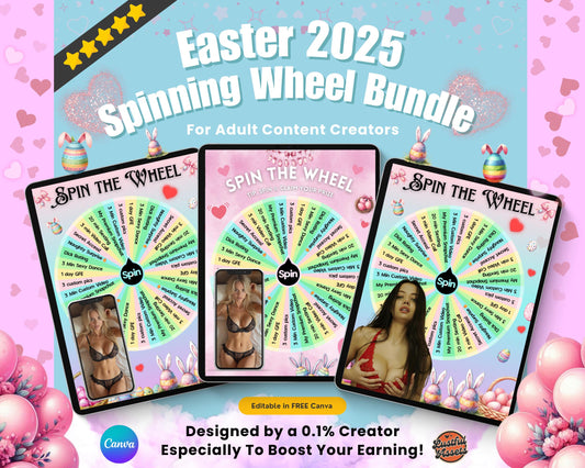 ONLYFANS Easter Spin The Wheel Tip Game Template April| Only fans Spinning Wheel Promo Graphic game Easter Themed, for Camgirls, Fansly Snap