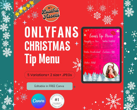 ONLYFANS Christmas Tip Menu| Creative Template for Creators, Holiday Theme Editable Canva Customizable, Creators camgirls, OF, Fansly Snap