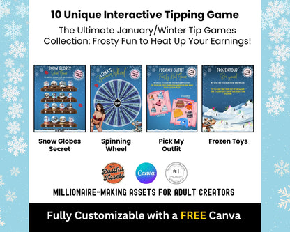 ONLYFANS Tip Games Winter Animated Themed Templates| Onlyfans Winter Tipping Game kit, Winter Canva Creators camgirls, OF Fansly Snap Script