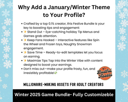 ONLYFANS Tip Games Winter Animated Themed Templates| Onlyfans Winter Tipping Game kit, Winter Canva Creators camgirls, OF Fansly Snap Script