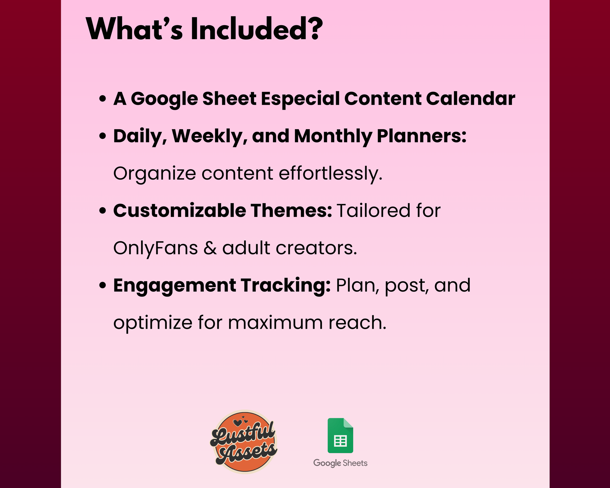 ONLYFANS Content Calendar | Get it Now| Onlyfans Planner Tracker - Lustful Assets