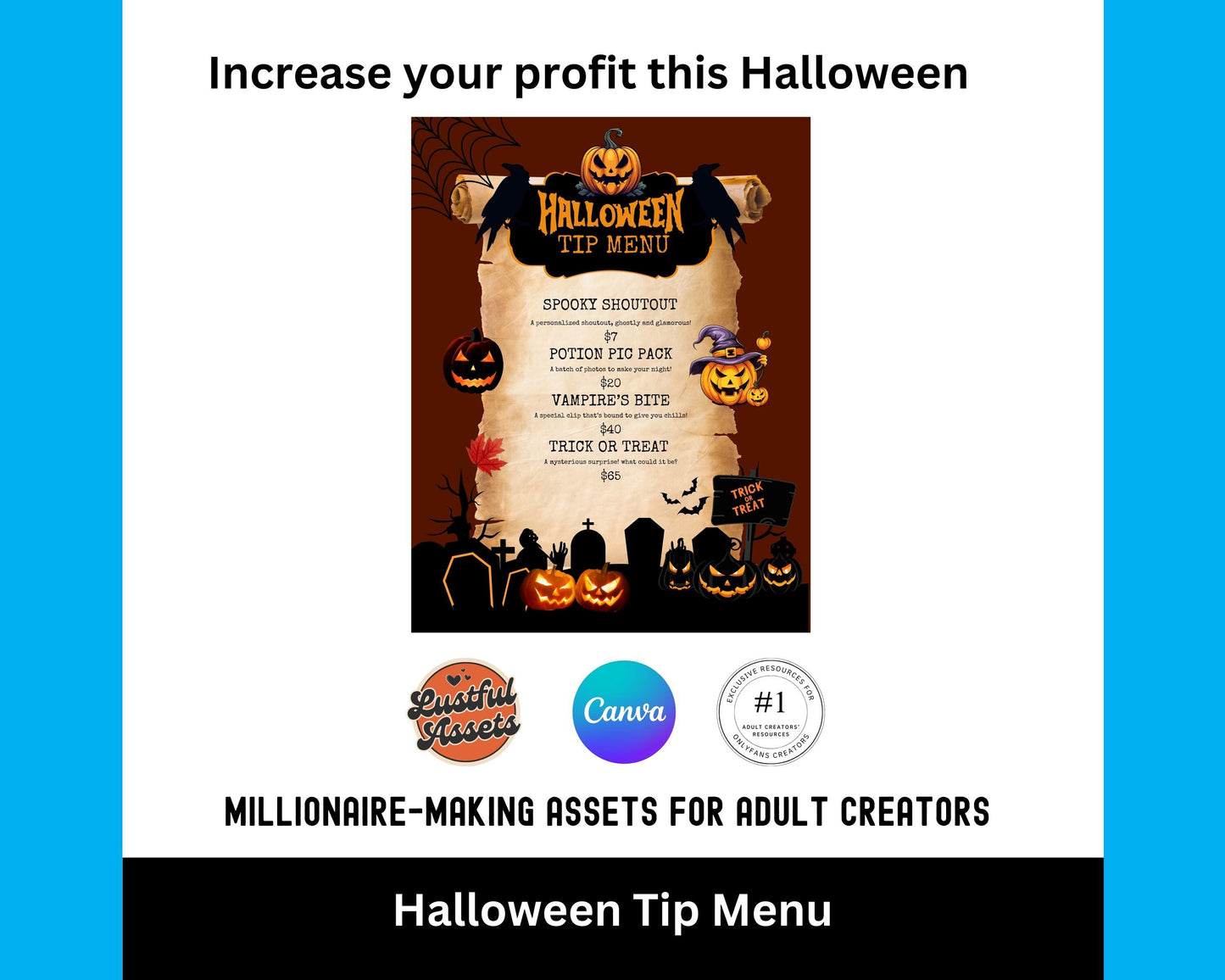 ONLYFANS Halloween Tip Menu | Spooky Tipping Menu |Editable Canva Tipping Template for Digital Camgirls & Fansly Creators