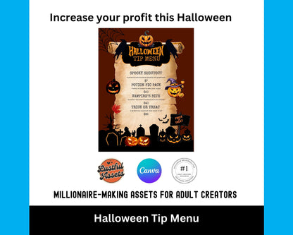 ONLYFANS Halloween Tip Menu | Spooky Tipping Menu |Editable Canva Tipping Template for Digital Camgirls & Fansly Creators