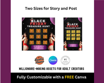 ONLYFANS Black Friday Tipping game, Treasure Hunt| Onlyfans Tip Game Idea Templates, OF, Fansly Snap, camgirls, Content creators Bundle