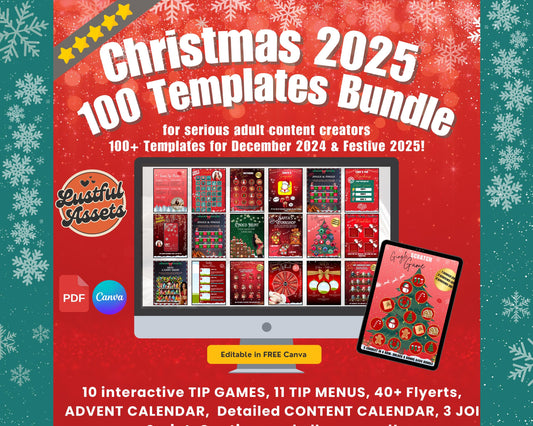 ONLYFANS December Themed Templates| Onlyfans Holiday Ideas kit, Christmas Game Theme Canva Creators camgirls, OF Fansly Snap Template Script