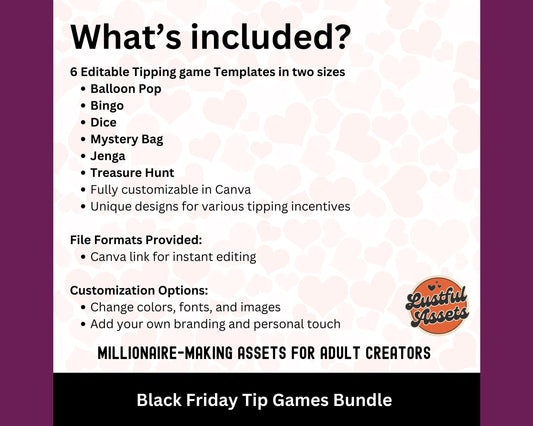 ONLYFANS Black Friday Tipping game Bundle| Onlyfans Tip Game Idea Templates, OF, Fansly Snapchat, camgirls, Content creators Bundle Theme