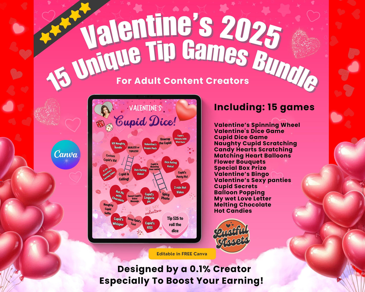 ONLYFANS Valentine's Tip Game| Onlyfans Tipping game idea, February Templates bundle, Valentine Content, Camgirls, Fansly Snap interactive