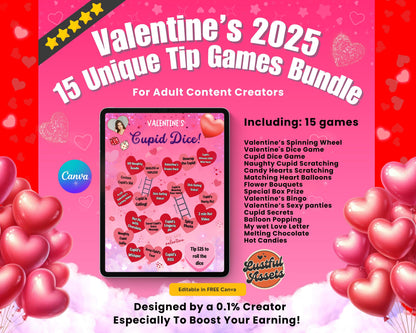 ONLYFANS Valentine's Tip Game| Onlyfans Tipping game idea, February Templates bundle, Valentine Content, Camgirls, Fansly Snap interactive