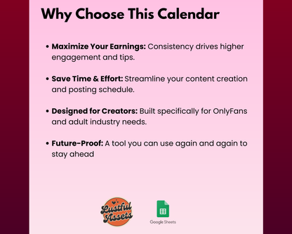 ONLYFANS Content Calendar | Get it Now| Onlyfans Planner Tracker - Lustful Assets