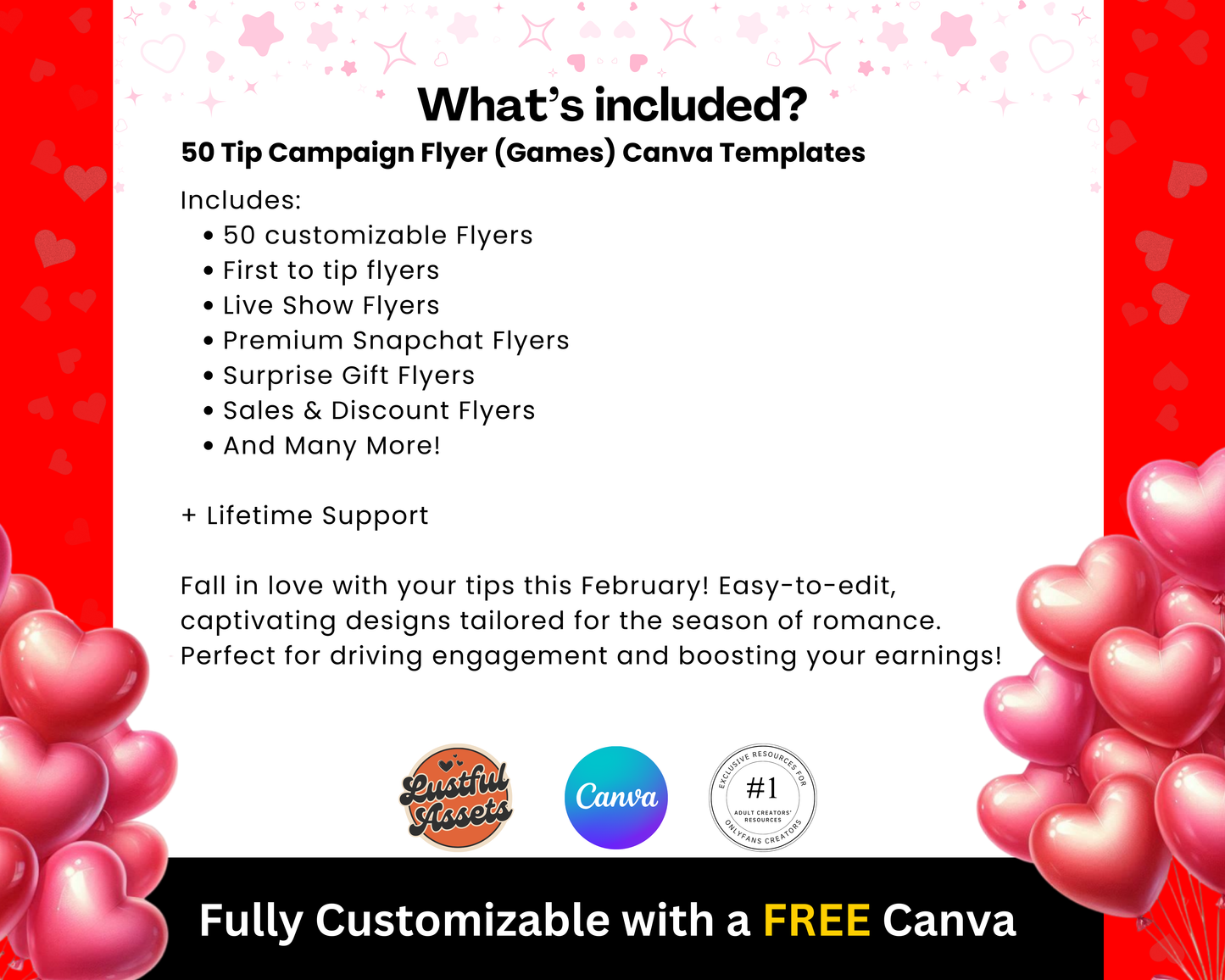 ONLYFANS February & Valentine's Tip Game Campaign Flyers| Earn more| OnlyFans Template - Lustful Assets