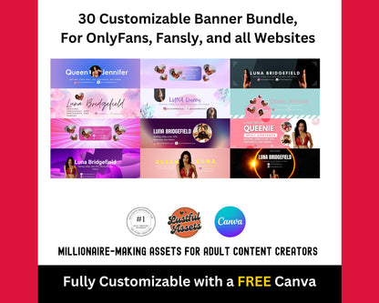 ONLYFANS Banner Templates Bundle | Editable Canva Banner for Only Fans, for Digital Camgirl & Fansly OF, Snapchat all websites Promo Graphic