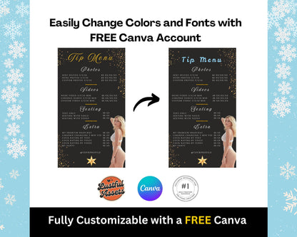 ONLYFANS Tip Menu Winter Themed Bundle | Onlyfans Tipping Menu Game, Theme Canva Creators camgirls, OF Fansly Snap Template New Year