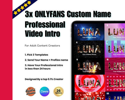 ONLYFANS Custom Intro Video | Customizable Professional Intro 3x, Social Media Branding Kit for Models, Camgirl & Fansly OF, Snapchat