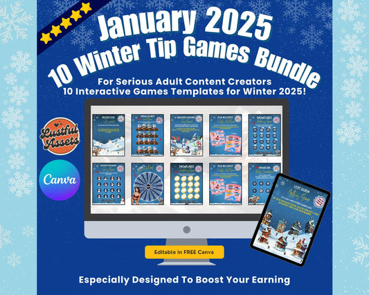 ONLYFANS Tip Games Winter Animated Themed Templates| Onlyfans Winter Tipping Game kit, Winter Canva Creators camgirls, OF Fansly Snap Script