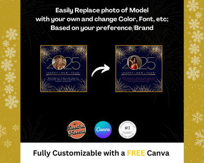ONLYFANS New Year Tip Campaign Flyer Bundle | Onlyfans Tip Game Ideas kit, NYE Theme Canva for Creators camgirls, OF Fansly Snap Template