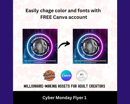 ONLYFANS Cyber Monday Flyer  | Onlyfans post Ideas Templates, OF, Fansly Snapchat, camgirls, Content creators Bundle idea cyber Monday