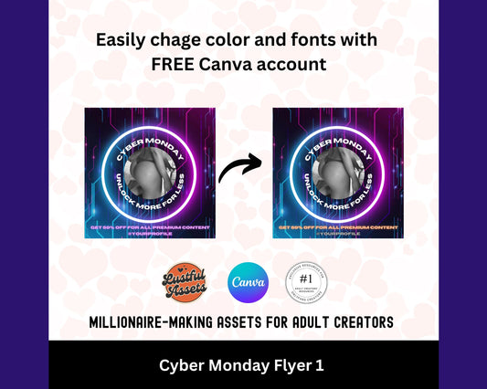 ONLYFANS Cyber Monday Flyer  | Onlyfans post Ideas Templates, OF, Fansly Snapchat, camgirls, Content creators Bundle idea cyber Monday