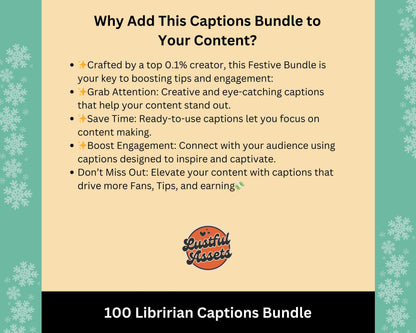 ONLYFANS Librarian Captions Bundle | Perfect for sexy librarian Posts, Only Fans PPV & Mass Messages ideas, Scripts, camgirls, Fansly Snap