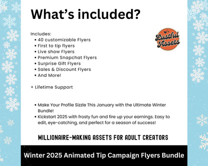 ONLYFANS Tip Campaign Animated Flyers Bundle | Onlyfans Winter Tip Game, Tipping Theme Canva Creators camgirls, OF Fansly Snap Template