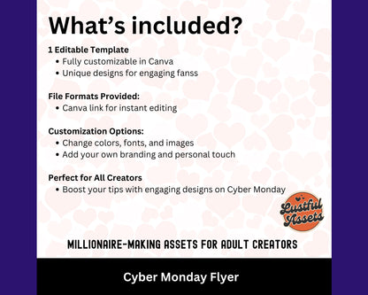 ONLYFANS Cyber Monday Flyer | Onlyfans post Ideas Templates, OF, Fansly Snapchat, camgirls, Content creators Bundle idea cyber Monday