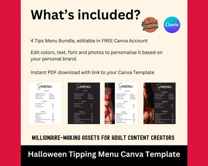 ONLYFANS Tip Menu Bundle | Editable Canva Tipping Template for Creators, Tipping Menu, Digital Camgirl & Fansly OF Simple Tip Menu Canva