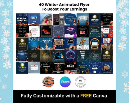 ONLYFANS Tip Campaign Animated Flyers Bundle | Onlyfans Winter Tip Game, Tipping Theme Canva Creators camgirls, OF Fansly Snap Template