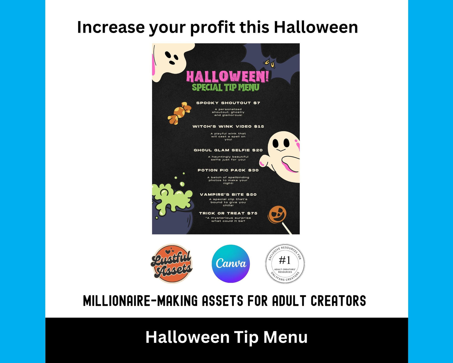 ONLYFANS Halloween Tip Menu | Editable Canva Tipping Template for Creators, Digital Camgirl & Fansly OF Tip Menu
