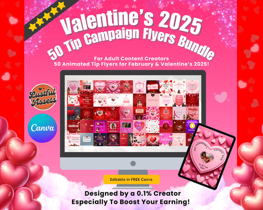 ONLYFANS Valentine's Tip Game Campaign Flyers February| Onlyfans Tipping, Templates bundle, promo Content for Camgirls, Fansly Snap OF