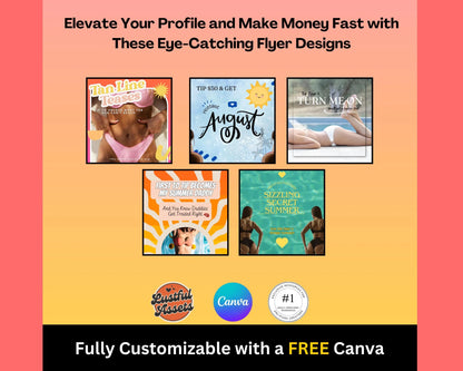 ONLYFANS August Animated Tip Flyers Bundle| Onlyfans Promo, 50 Summer Themed Templates, tipping campaign Ideas, Canva, Camgirls, Fansly Snap