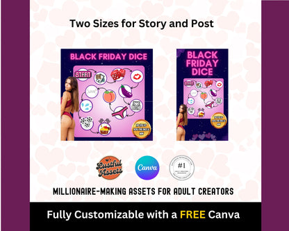 ONLYFANS Black Friday Tipping game, Dice | Onlyfans Tip Game Idea Templates, OF, Fansly Snapchat, camgirls, Content creators Bundle Theme