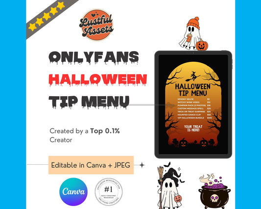 OnlyFans  Tip Menu for Halloween | Editable Canva Template | Spooky Digital Tipping Guide for Content Creators| OF, Fansly | custom menu