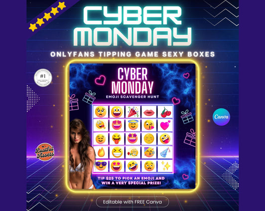 ONLYFANS Cyber Monday Tipping game Emoji Scavenger Hunt| Tip Game Onlyfans Idea  Canva Templates, OF, Fansly Snapchat, camgirls, creators