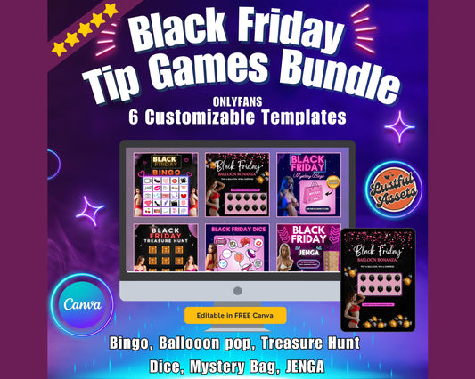 ONLYFANS Black Friday Tipping game Bundle| Onlyfans Tip Game Idea Templates, OF, Fansly Snapchat, camgirls, Content creators Bundle Theme