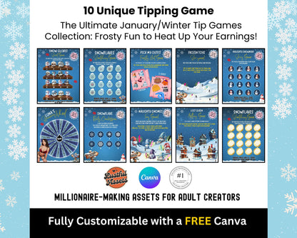ONLYFANS January Themed Templates| Onlyfans Winter Tip Game Ideas kit, Winter Theme Canva Creators camgirls, OF Fansly Snap Template Script