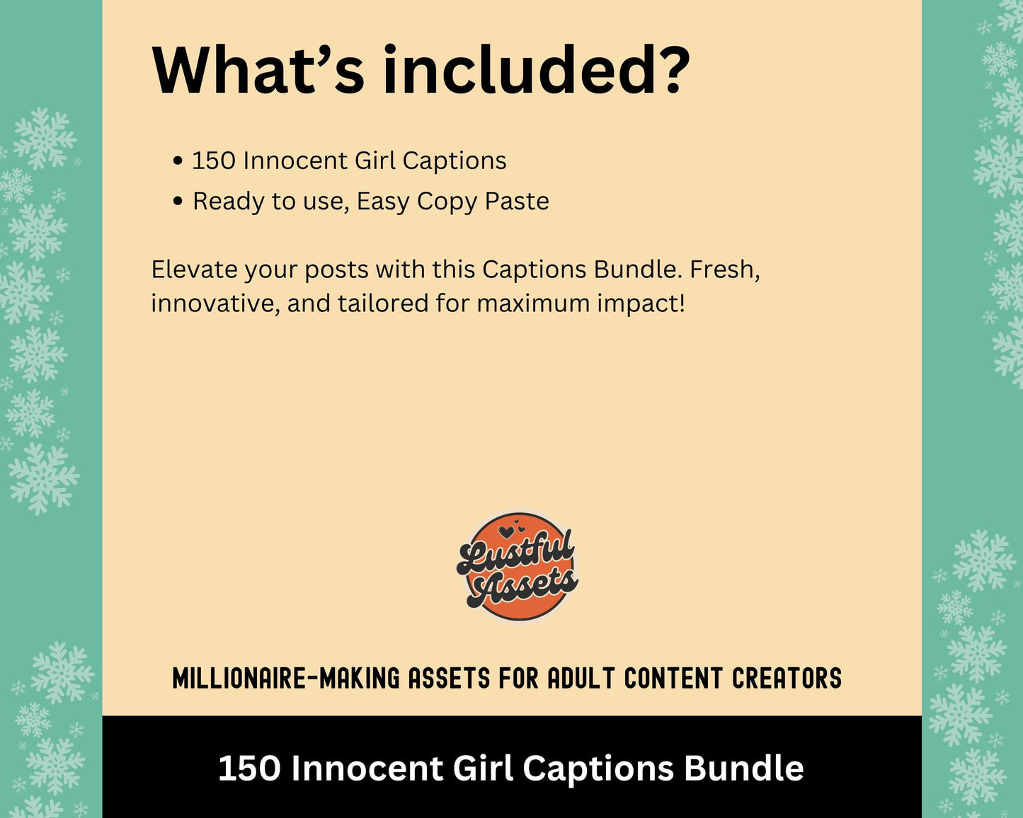 ONLYFANS Captions Bundle Innocent girl | Perfect for Posts, Only Fans PPV & Mass Messages ideas, Scripts, camgirls, Fansly Snap OF Template