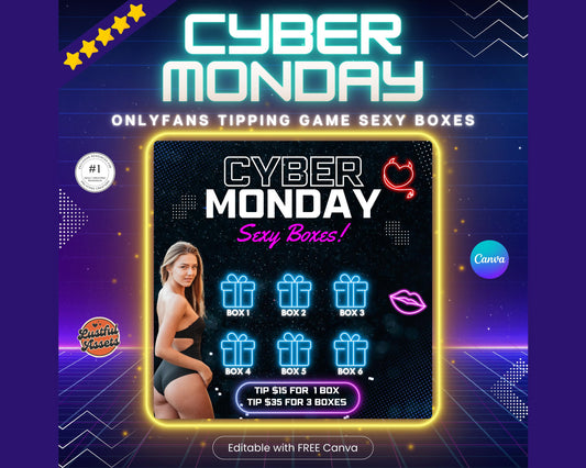 ONLYFANS Cyber Monday Tipping game| Tip Game Onlyfans Idea Templates, OF, Fansly Snapchat, camgirls, Content creators Bundle idea