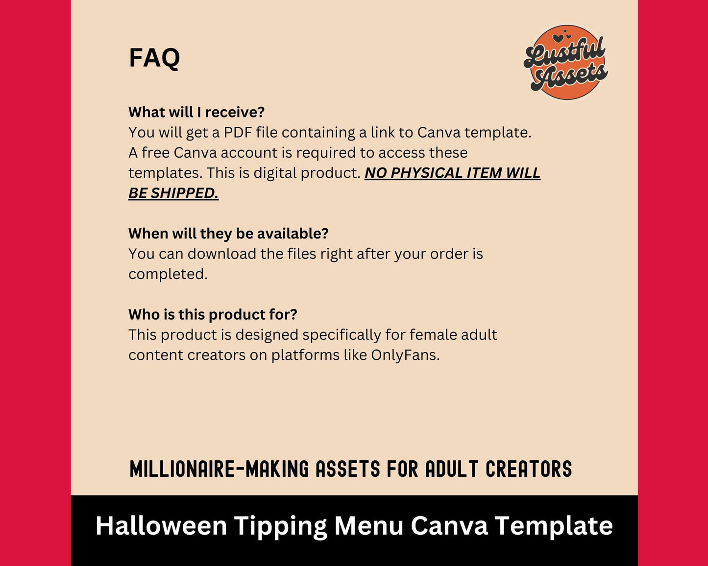 Halloween ONLYFANS Tip Menu | Editable Tipping Template for Creators, Digital Camgirl & Fansly OF Tip Menu 2024