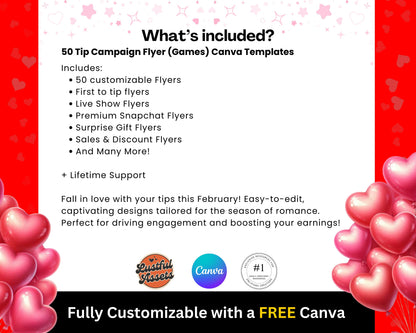 ONLYFANS Valentine's Tip Game Campaign Flyers February| Onlyfans Tipping, Templates bundle, promo Content for Camgirls, Fansly Snap OF