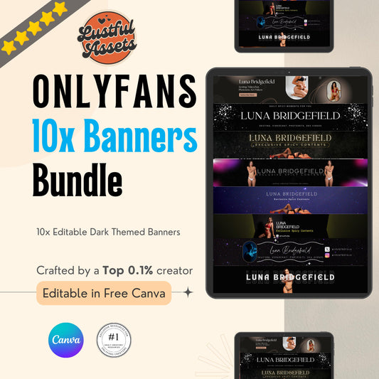 ONLYFANS Banner Bundle | Editable Canva Dark themes Banner for OnlyFans, Tipping Menu, Digital Camgirl & Fansly OF Simple, Snapchat