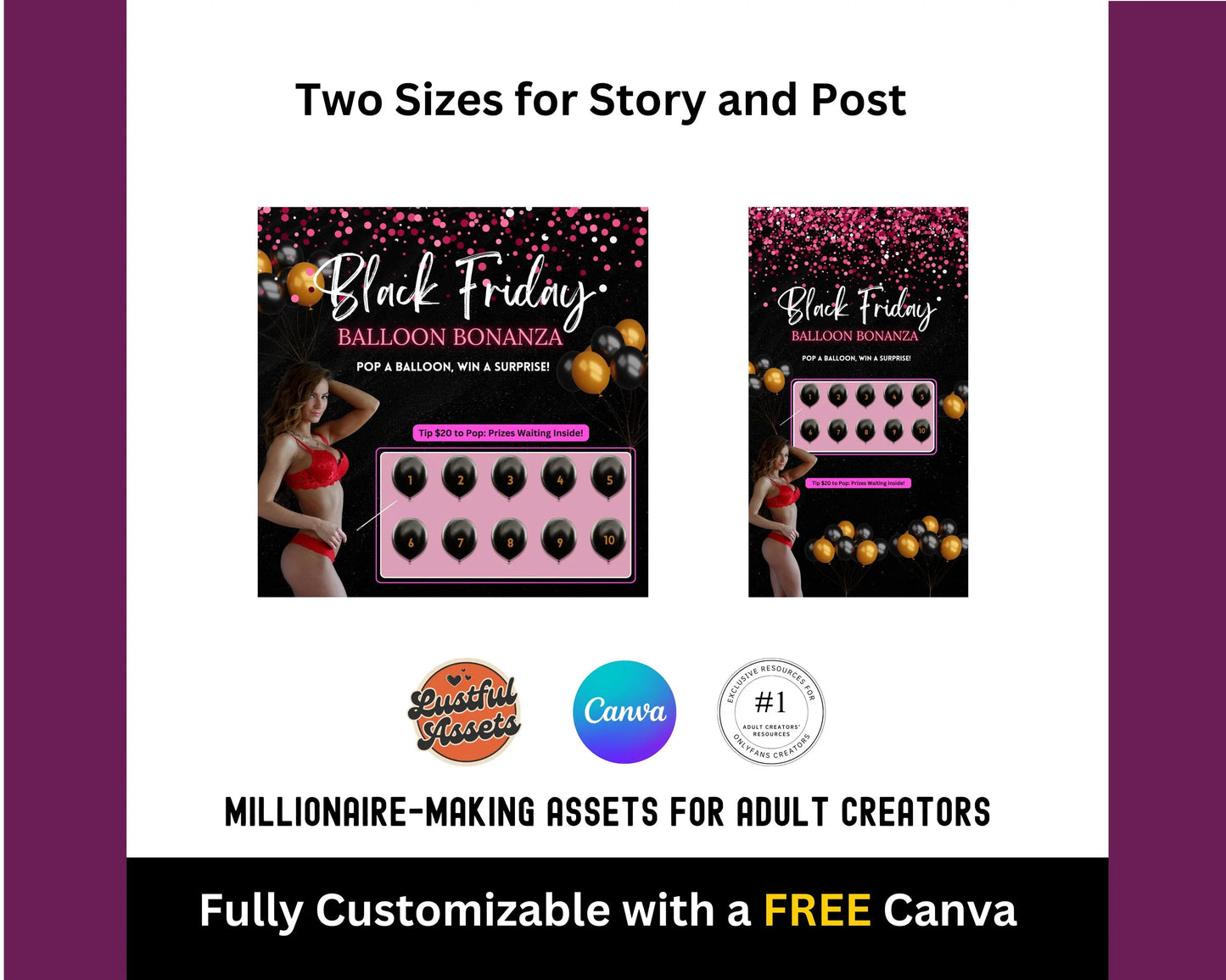 ONLYFANS Black Friday Tipping game, Balloon Pop | Onlyfans Tip Game Idea Templates, OF, Fansly Snap, camgirls, Content creators Bundle