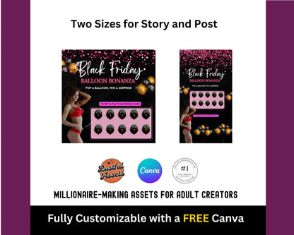 ONLYFANS Black Friday Tipping game, Balloon Pop | Onlyfans Tip Game Idea Templates, OF, Fansly Snap, camgirls, Content creators Bundle
