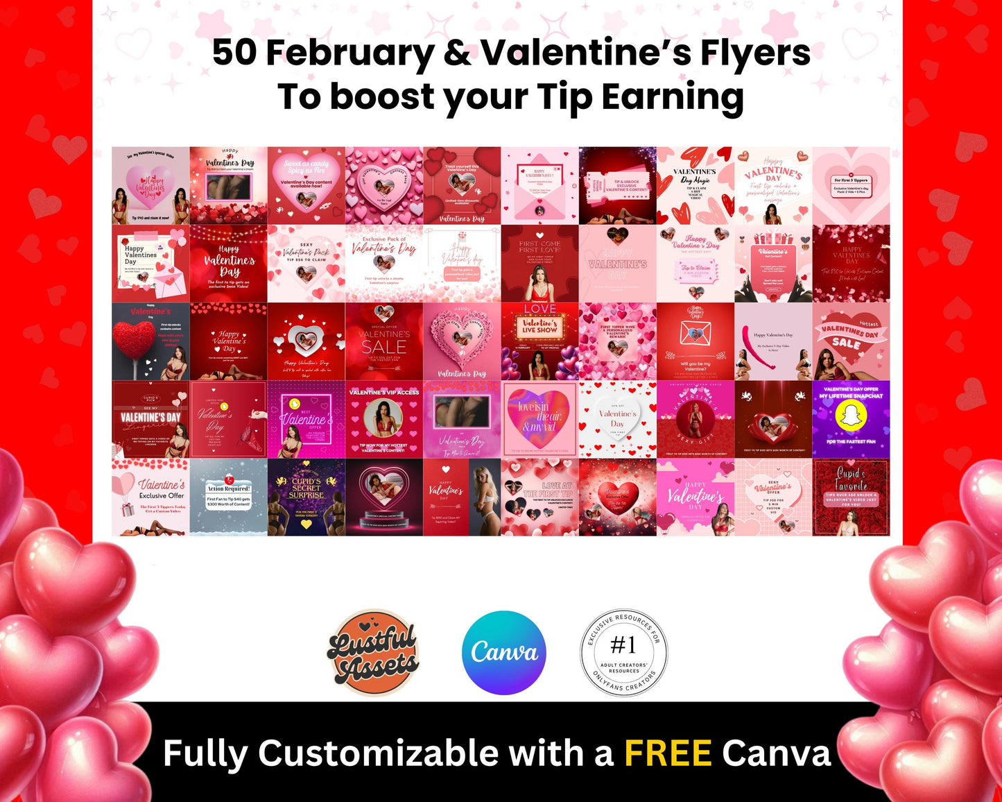 ONLYFANS Valentine's Tip Game Campaign Flyers February| Onlyfans Tipping, Templates bundle, promo Content for Camgirls, Fansly Snap OF